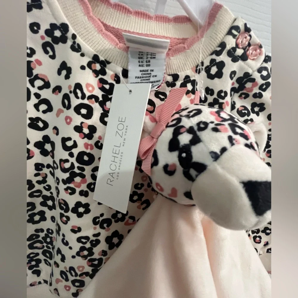 NWT Rachel Zoe Cream and Black Leopard Baby 3 Piece Set Size 3-6 months